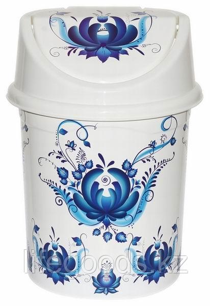 Ведро для мусора с подвижной крышкой 4л. с декором "Гжель" 040478