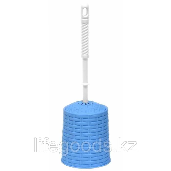 Набор для WC (ёрш+подставка) круглый "Ротанг" (голубой) 120103