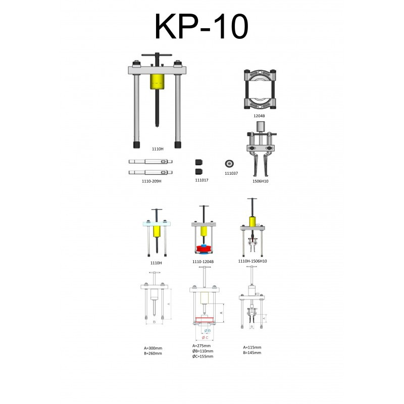 Набор съемников гидравлический серии KP - фото 2 - id-p61891336