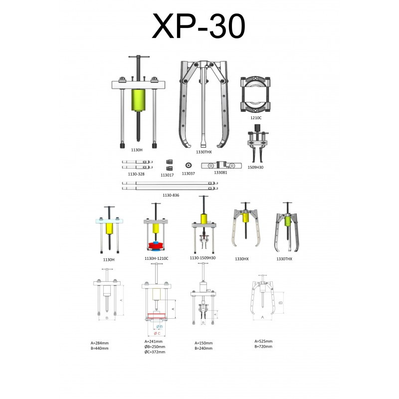 Набор съемников гидравлический серии XP - фото 4 - id-p61891337