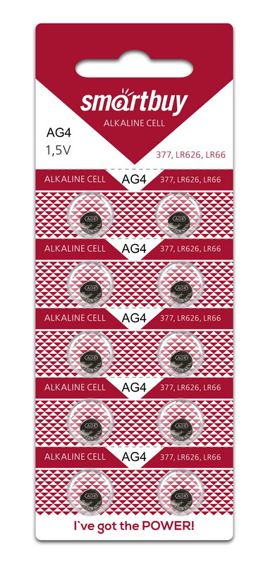 Батарейка часовая Smartbuy AG4 (LR66, SR626W, R66, G4, GP77A, LR626, 177, 377) - фото 1 - id-p61914115
