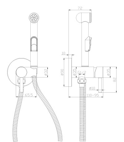 Встраиваемый смеситель с гигиеническим душем ROSSINKA X25-51, хром - фото 2 - id-p36373294