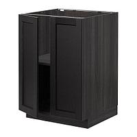 МЕТОД Напол шкаф с полками/2двери, черный, Лерхюттан черная морилка