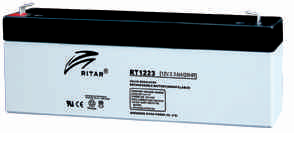Батарея необслуживаемая (аккумулятор) Ritar RT1223 (12V 2,3 Ah), Емкость аккумулятора: 2,3 Ah, Разъемы: F1