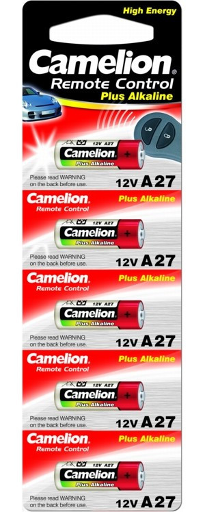 Батарейка Camelion A27-BP5 12 В, Упакова: Блистер 5 шт., Аналоги: A27, Тип батареи: Щелочная (Алкалиновая), Со