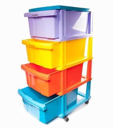 Комод пластиковый с 4-мя выдвижными ящиками DIZAIN TIC (Радуга), фото 1