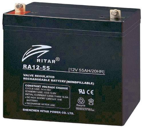 Батарея необслуживаемая (аккумулятор) Ritar RA12-55 (12V 55 Ah), Емкость аккумулятора: 55 Ah, Разъемы: F7/F11