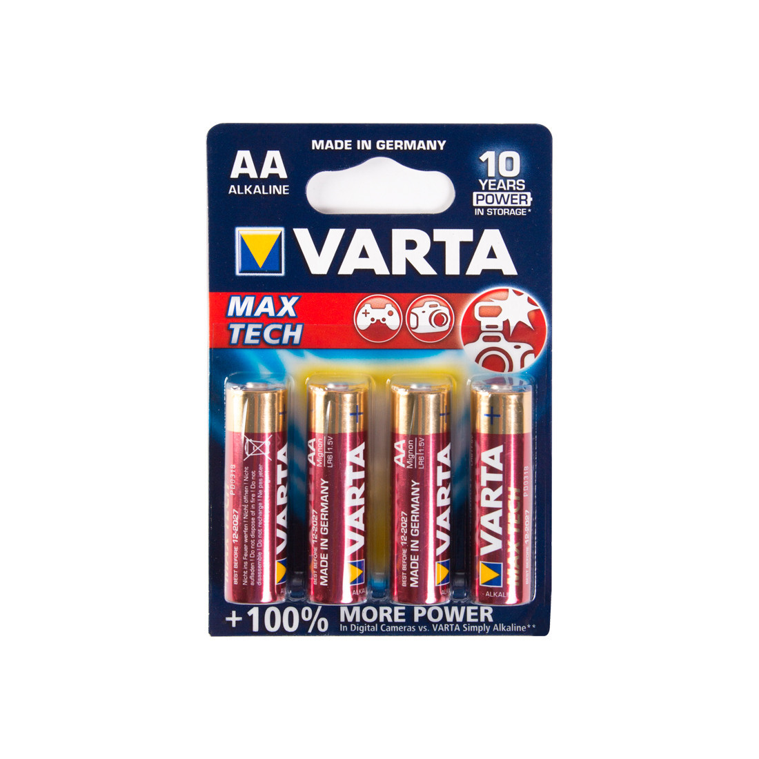 Батарейка VARTA LR6-BP4DG Max tech Mignon 1,5 В, Упакова: Блистер 4 шт., Аналоги: AA, Тип батареи: Щелочная (А