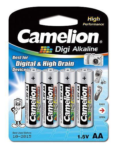 Батарейка Camelion Digi LR6-BP4DG 1,5 В, Упакова: Блистер 4 шт., Аналоги: LR6\15A\AA\А316, Тип батареи: Щелочн