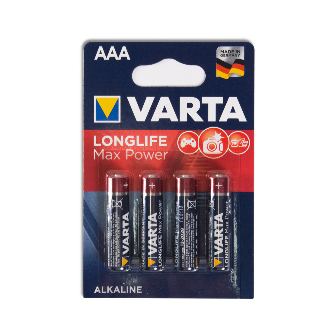 Батарейка VARTA LR03-BP4DG Long Life Max Power Micro 1,5 В, Упакова: Блистер 4 шт., Аналоги: LR03\24A\AAA\А286