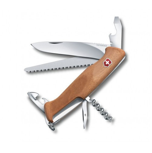 Нож складной карманный Victorinox RangerWood, Функционал: Туризм, Кол-во функций: 10 в 1, Цвет: Светло-коричне