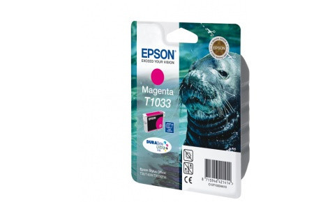 Картридж Epson C13T10334A10 (№T1033), Объем: 11,1 мл, Копий ( ISO 19752): 650, Цвет: Пурпурный, Совместимость: