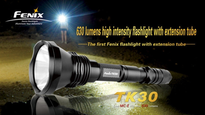 Фонарь электрический тактический Fenix TK30, Дальность луча: 270 м, Яркость: 630 лм, Водонепроницаемость на гл