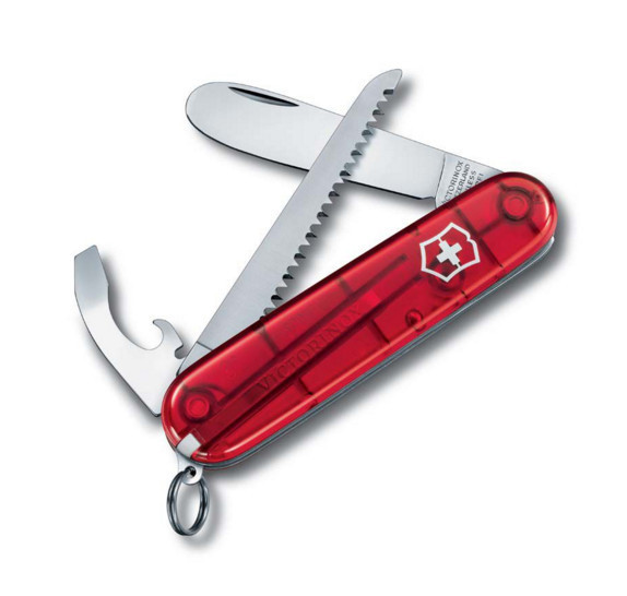 Нож складной карманный Victorinox My First Victorinox, Функционал: Туризм, Кол-во функций: 9 в 1, Цвет: Красны