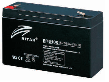 Батарея необслуживаемая (аккумулятор) Ritar RT6100 (6V 10 Ah), Емкость аккумулятора: 10 Ah, Разъемы: F1/F2