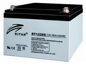 Батарея необслуживаемая (аккумулятор) Ritar RT12260 (12V 26 Ah), Емкость аккумулятора: 26 Ah, Разъемы: F3/F13
