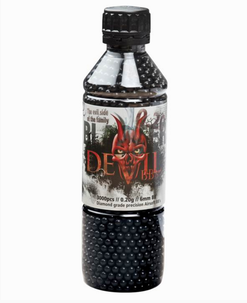 Пластиковые шарики для страйкбольного оружия ASG BB Blaster Devil, Калибр: 6,0, 3000 шт., 0,20 г, Цвет: Чёрный