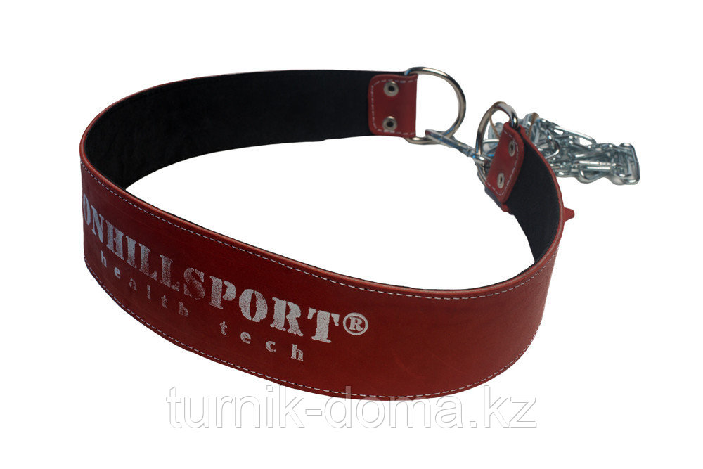 Пояс кожаный с цепью (лифтерский) 115 см красный, фото 1