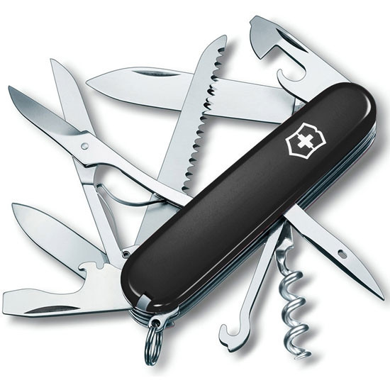 Нож складной армейский Victorinox Huntsman, Кол-во функций: 18 в 1, Цвет: Чёрный матовый, (1.3713.3R)