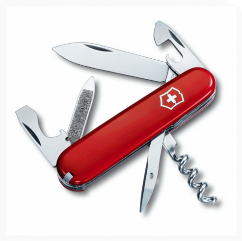 Нож складной армейский Victorinox Sportsman, Кол-во функций: 11 в 1, Цвет: Красный, (0.3802)