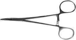 Зажим кровоостанавливающий 1х2-зубый зубчатый  изогнутый №1 (З-21-1) (150мм)