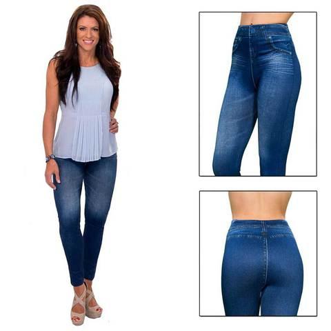 Джеггинсы корректирующие утепленные Slim'nLift Caresse Jeans [синие] (L) - фото 1 - id-p62004429