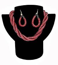 Комплект ожерелье плетенное и серьги «Звездная пыль» (Черный), фото 3