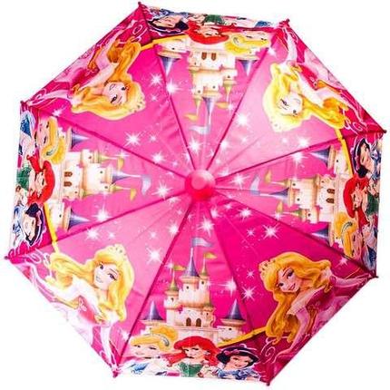 Зонт-трость детский со свистком в футляре в виде складного стаканчика (Принцессы Disney), фото 2