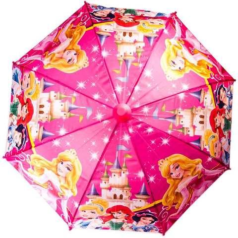 Зонт-трость детский со свистком в футляре в виде складного стаканчика (Принцессы Disney)