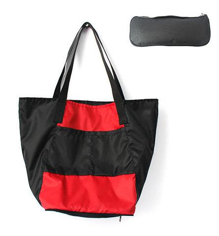 Сумка складная Magic Bag [25 л] с кармашками и чехлом (Красно-черная)