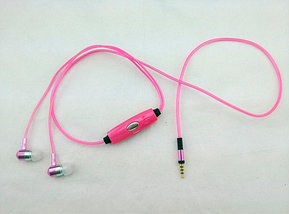 Наушники светящиеся вакуумные металлические Glowing Earphone (Розовый), фото 3