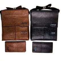 Набор мужской сумка + портмоне Jeep Buluo (Коричневый), фото 2