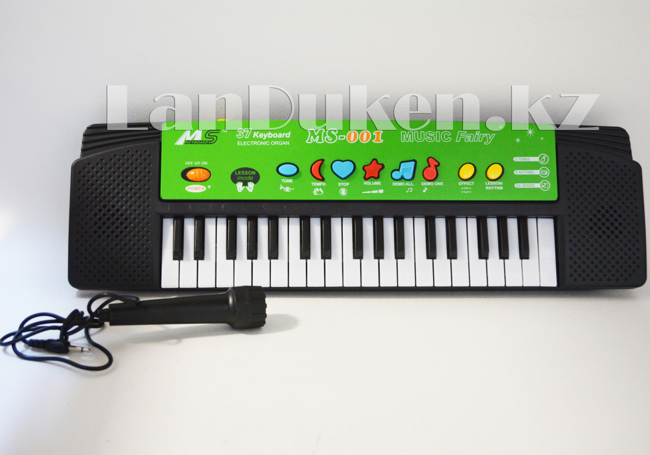Детское интерактивное пианино-синтезатор 37 клавиш,3 тона,8 ритмов музыка + микрофон MS-001