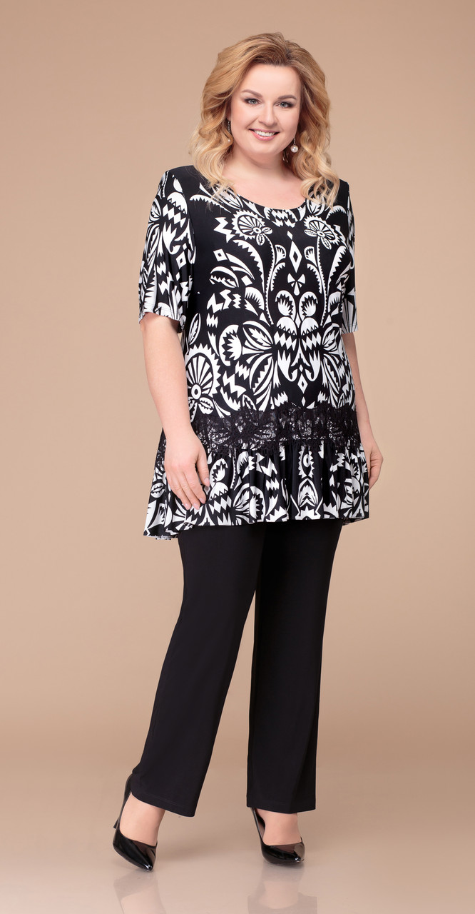 Костюм Svetlana Style-1218, черно-белый, 60