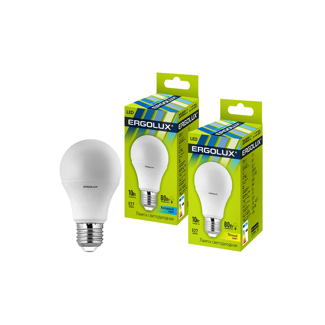 Эл. лампа светодиодная Ergolux LED-A60-10W-E27-4K