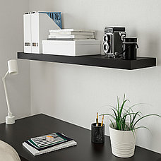 Полка навесная ЛАКК черно-коричневый 110x26 см ИКЕА, IKEA, фото 2