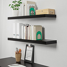 Полка навесная ЛАКК черно-коричневый 110x26 см ИКЕА, IKEA, фото 3
