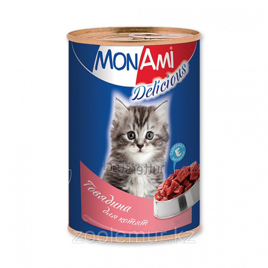 Влажный корм «МонАми» Говядина для котят 350 гр.