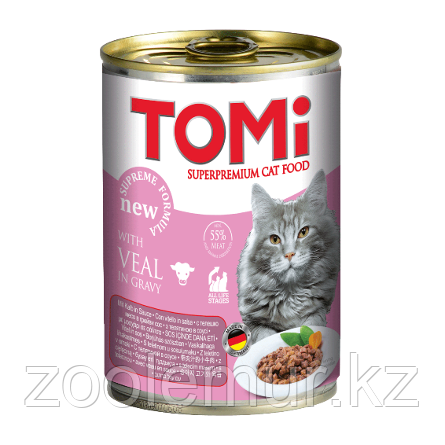 «TOMI» консервы для кошек 400г телятина, кусочки в соусе