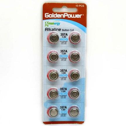 Батарейки «таблетки» марганцево-щелочные Golden Power 357A [1.5V, 10 шт.] (357), фото 2