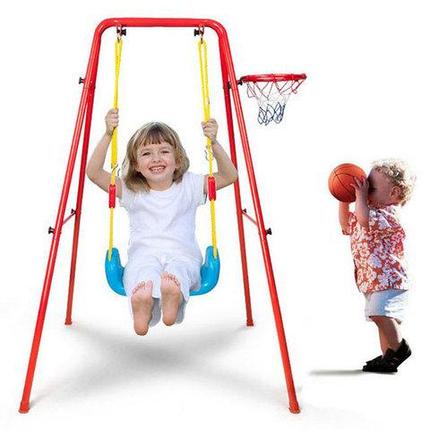 Качели детские с баскетбольным кольцом 2 в 1 Swing & Basketball, фото 2