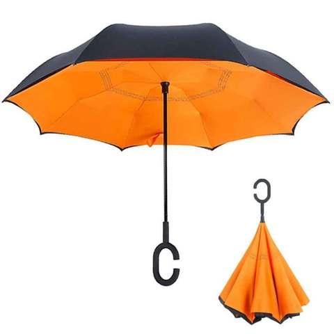 Чудо-зонт перевёртыш «My Umbrella» SUNRISE (Чёрная с оранжевым)