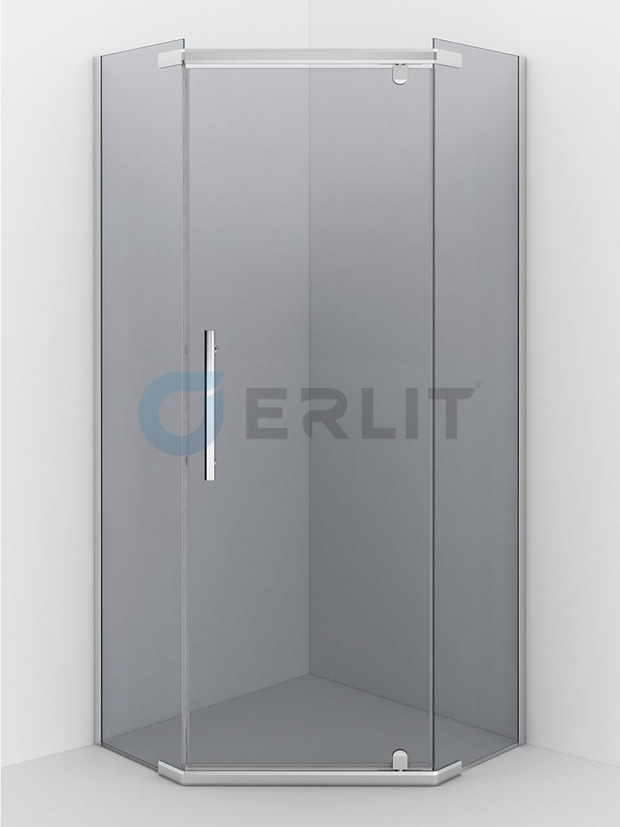 Душевое ограждение ERLIT ER10110V-C4 1000*1000*2000 (пятиугольное) тонированное стекло