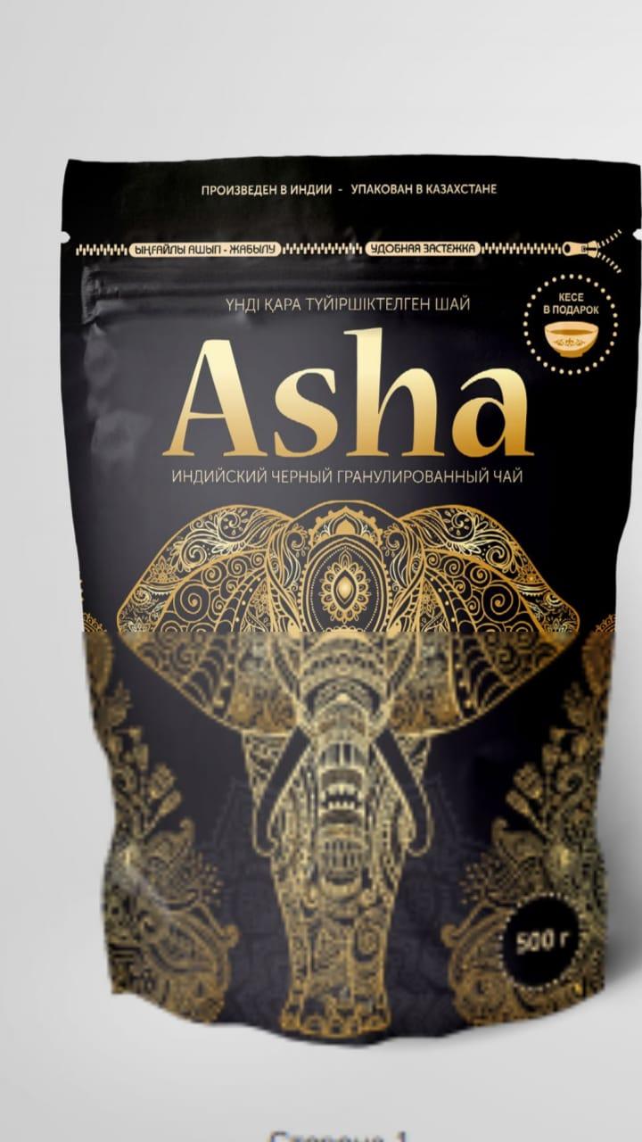 Индийский гранулированный черный чай Asha 500 гр пиалка внутри