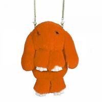 Сумка-рюкзак из натурального меха «Зайка» с ресничками (Оранжевый)