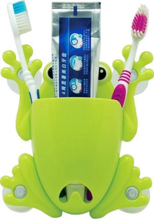 Держатель для зубных щёток и пасты «Весёлые зверушки» (Салатовый / Лягушка), фото 2