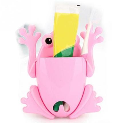 Держатель для зубных щёток и пасты «Весёлые зверушки» (Розовый / Лягушка), фото 2
