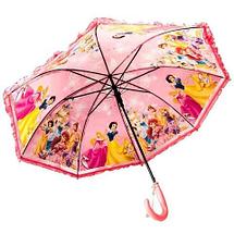 Зонт-трость детский со свистком гелевый «Мультяшные герои» (Барби с красной ручкой), фото 3