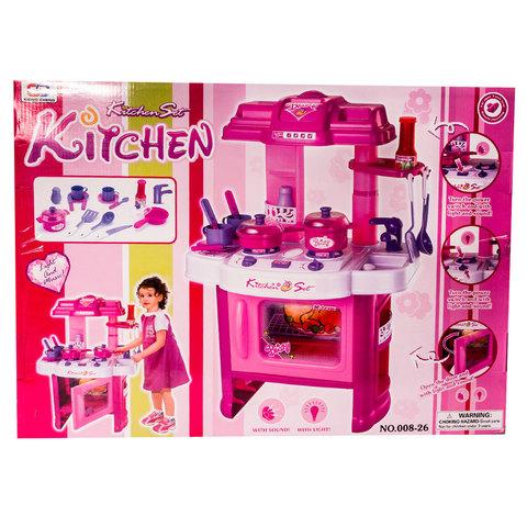 Игровая кухня детская с набором посуды и продуктами KITCHEN SET (Красно-серый)