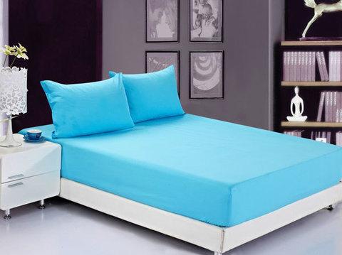 Простынь на резинке из поплина от Текс-Дизайн (180х200 см / Голубой)